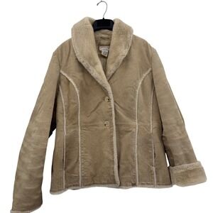 Covington Suede Jacket XL Tan Cream Penny Lane Western Y2K Heavyweight
